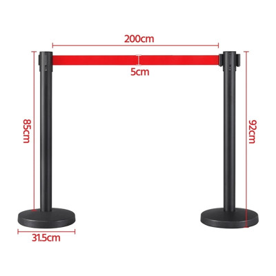 Sloupek pro kontrolu davu 611151 red, sada 2 bariérových pásek, červená - A