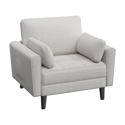 Čalouněné křeslo 614586 griege se 2 polštáři a 2 bočními kapsami, šedé - B