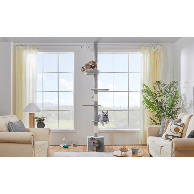 Nastavitelné stropní škrabadlo 592974 light gray 226–265,5 cm - A