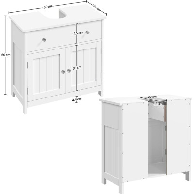 Koupelnová skříňka pod umyvadlo 592486 white, 60 × 30 × 60 cm - B