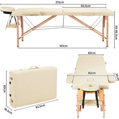 Masážní stůl 610888 cream, nosnost 250 kg - A