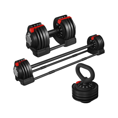 Nastavitelná činka 3v1 614642 black, od 3 kg do 24 kg - A