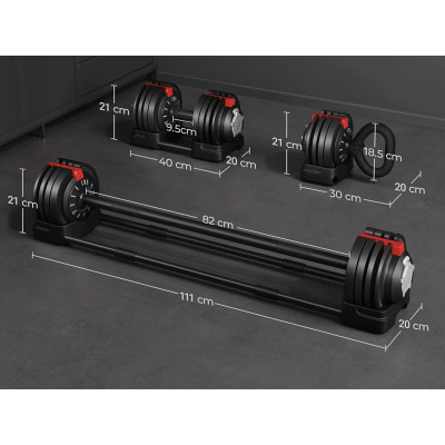 Nastavitelná činka 3v1 614642 black, od 3 kg do 24 kg - A