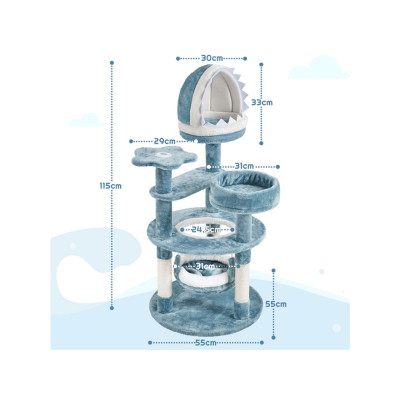 Kočičí škrabadlo 593124 blue s oceánskou tematikou, modré - B