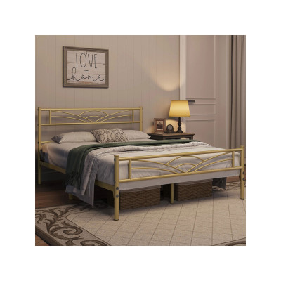 Kovový rám postele 615079 antique gold 140x200, zlatá - B