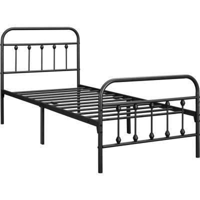 Kovový rám postele 615142 black 90x200 s lamelovým roštem, černý - A