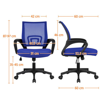 Kancelářská židle 591679 blue se síťovinou a houpací funkcí, modrá - B
