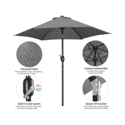 Zahradní slunečník 611247 gray 7,5FT, šedý - A