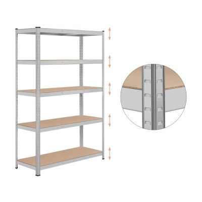 Ocelový regál 611232 silver 5 úrovní, 120 x 45 x 180 cm - B