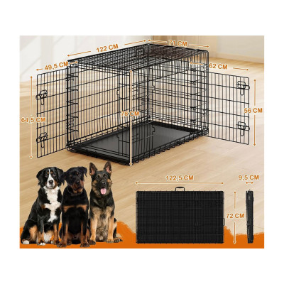 Přepravní box pro psy 614626, XXL, skládací, domácí box pro psa, přepravní klec do auta, 122 x 73 x 80 cm - A