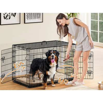 Přepravní box pro psy 614626, XXL, skládací, domácí box pro psa, přepravní klec do auta, 122 x 73 x 80 cm - A