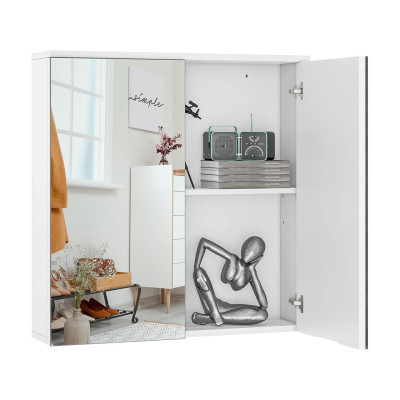 Koupelnová skříňka se 2 zrcadlovými dvířky 615038 white (2 zrcadla), bílá- B