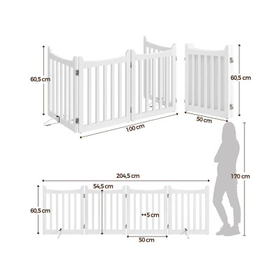 Skládací psí zábrana 593210 white 4 pcs 60,5 x 201,5 cm, bílá - A