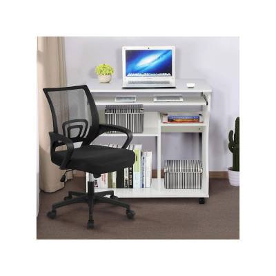 Kancelářský stůl 614333, počítačový stůl, stůl na kolečkách, bílý, 80 x 48 x 76 cm - A