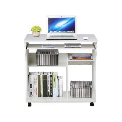 Kancelářský stůl 614333, počítačový stůl, stůl na kolečkách, bílý, 80 x 48 x 76 cm - A