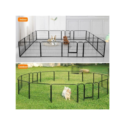 Ohrádka/plot pro štěňata 613783 black 16 pcs, 2 dveře, výška 60 cm - A