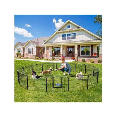 Ohrádka/plot pro štěňata 613783 black 16 pcs, 2 dveře, výška 60 cm - A