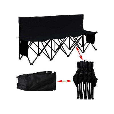 Přenosná kempingová lavička 591371 black s přepravní taškou pro 4 osoby, černá - A