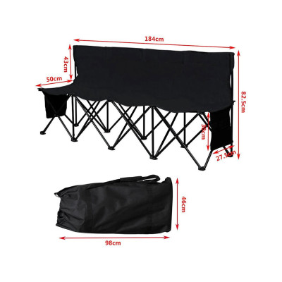 Přenosná kempingová lavička 591371 black s přepravní taškou pro 4 osoby, černá - A