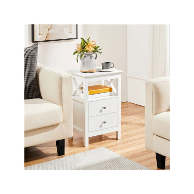 Noční stolek 592463 white se 2 zásuvkami, 40x30x60 cm, bílý - A