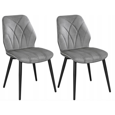 Sada 2 čalouněných jídelních židlí 592672 light gray, šedé - A