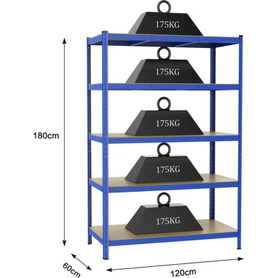 Vysoce odolné regály 610821 blue, 180 x 120 x 60 cm - A