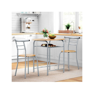 Balkonová sestava nábytku 592421 drift brown, 3-dílná sestava, stůl se židlemi, hnědá - A