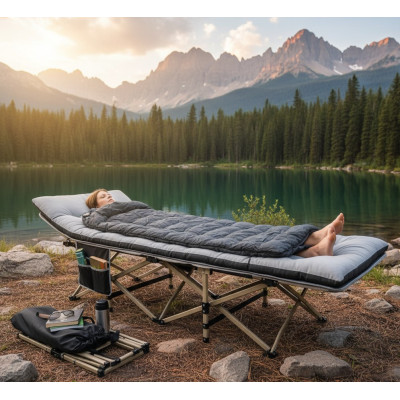 Skládací kempingová postel 592739 black colt/gray pad - A