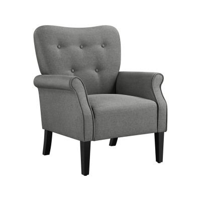 Relaxační křeslo 611622 dark gray, s dřevěnými nohami, tmavě šedé - B