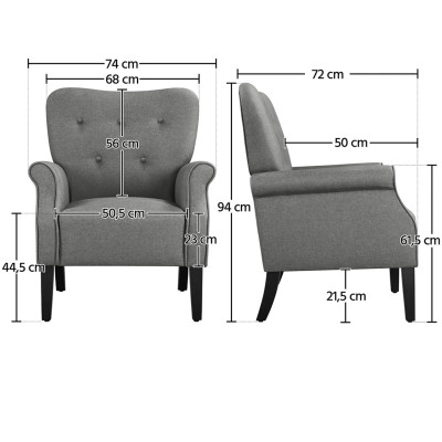 Relaxační křeslo 611622 dark gray, s dřevěnými nohami, tmavě šedé - B