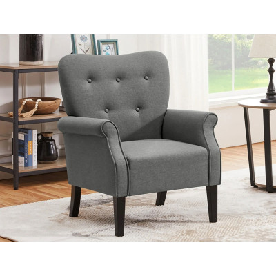 Relaxační křeslo 611622 dark gray, s dřevěnými nohami, tmavě šedé - B