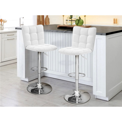 Sada 2 barových židlí 614159 white 2pcs, otočné o 360°, bílé - A