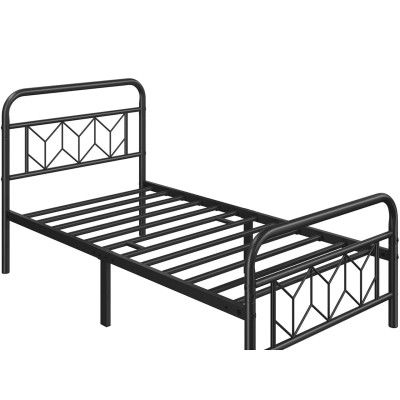 Kovová postel 615255 black 90x190, rám s vysokým čelem, černá - A