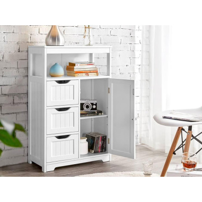 Dřevěná koupelnová skříňka 613759 white, bílá - B