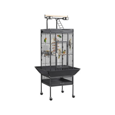 Ptačí klec se stojanem 611467 black, 65,5 x 65,5 x 156 cm, černá - A