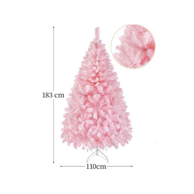 Umělý vánoční stromek 411264 pink 6ft se skládacím kovovým stojanem, 183 cm - A