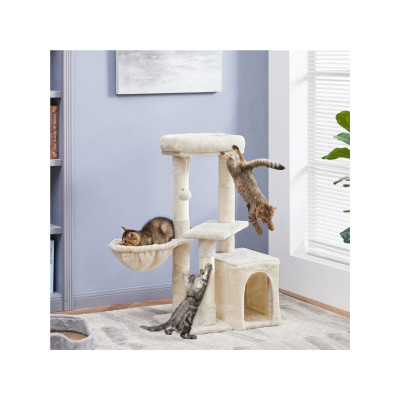 Škrabadlo pro kočky 592975 beige s vyhlídkovou plošinou, 87 cm - A