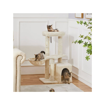 Škrabadlo pro kočky 592975 beige s vyhlídkovou plošinou, 87 cm - A