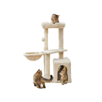 Škrabadlo pro kočky 592975 beige s vyhlídkovou plošinou, 87 cm - A
