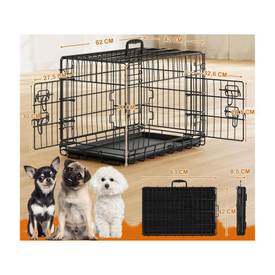 Skládací psí box 411381 black, 62 x 42 x 47 cm, černý - A