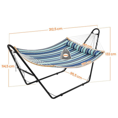 Dvojitá houpací síť 614600 blue stripe, nosnost 216 kg - B