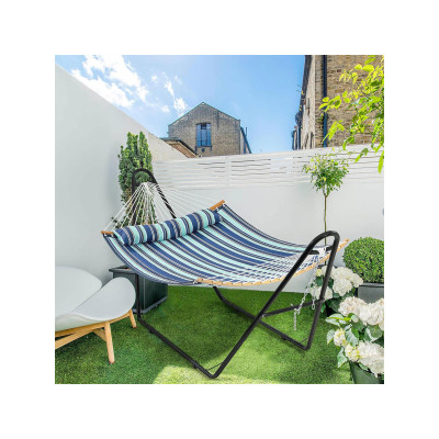 Dvojitá houpací síť 614600 blue stripe, nosnost 216 kg - B