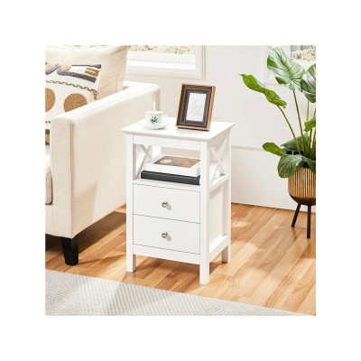 Noční stolek 592463 white se 2 zásuvkami, 40x30x60 cm, bílý - B