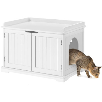 Dřevěná kočičí skříňka 75,5 x 51 x 52,5 cm, bílá - B