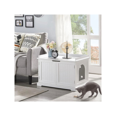 Dřevěná kočičí skříňka 75,5 x 51 x 52,5 cm, bílá - B