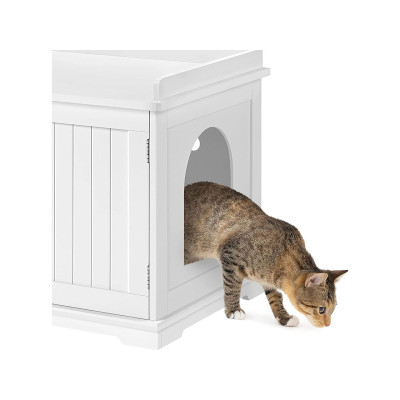 Dřevěná kočičí skříňka 75,5 x 51 x 52,5 cm, bílá - B