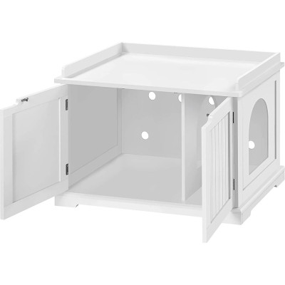 Dřevěná kočičí skříňka 75,5 x 51 x 52,5 cm, bílá - B