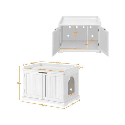 Dřevěná kočičí skříňka 75,5 x 51 x 52,5 cm, bílá - B