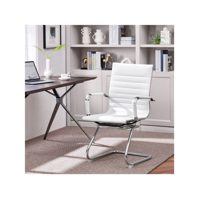 Sada 2 židlí 614350 white 2pcs z umělé kůže, bílé - B