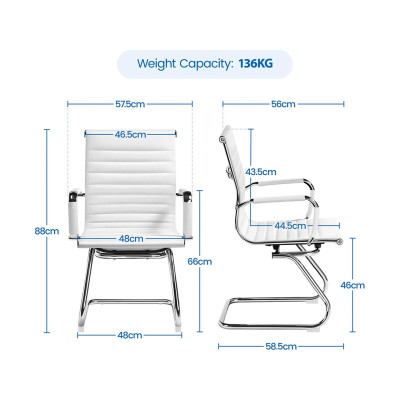 Sada 2 židlí 614350 white 2pcs z umělé kůže, bílé - B